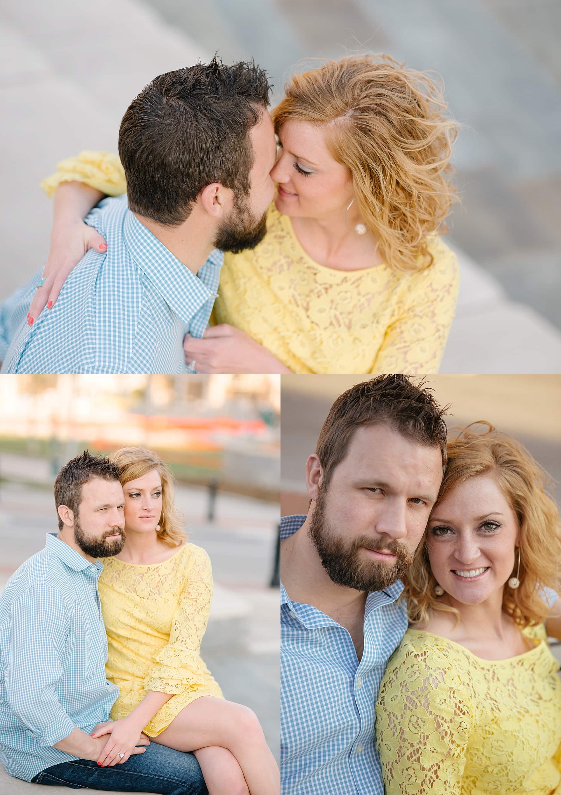 Blue and yellow spring engagement session Asheville, North Carolina