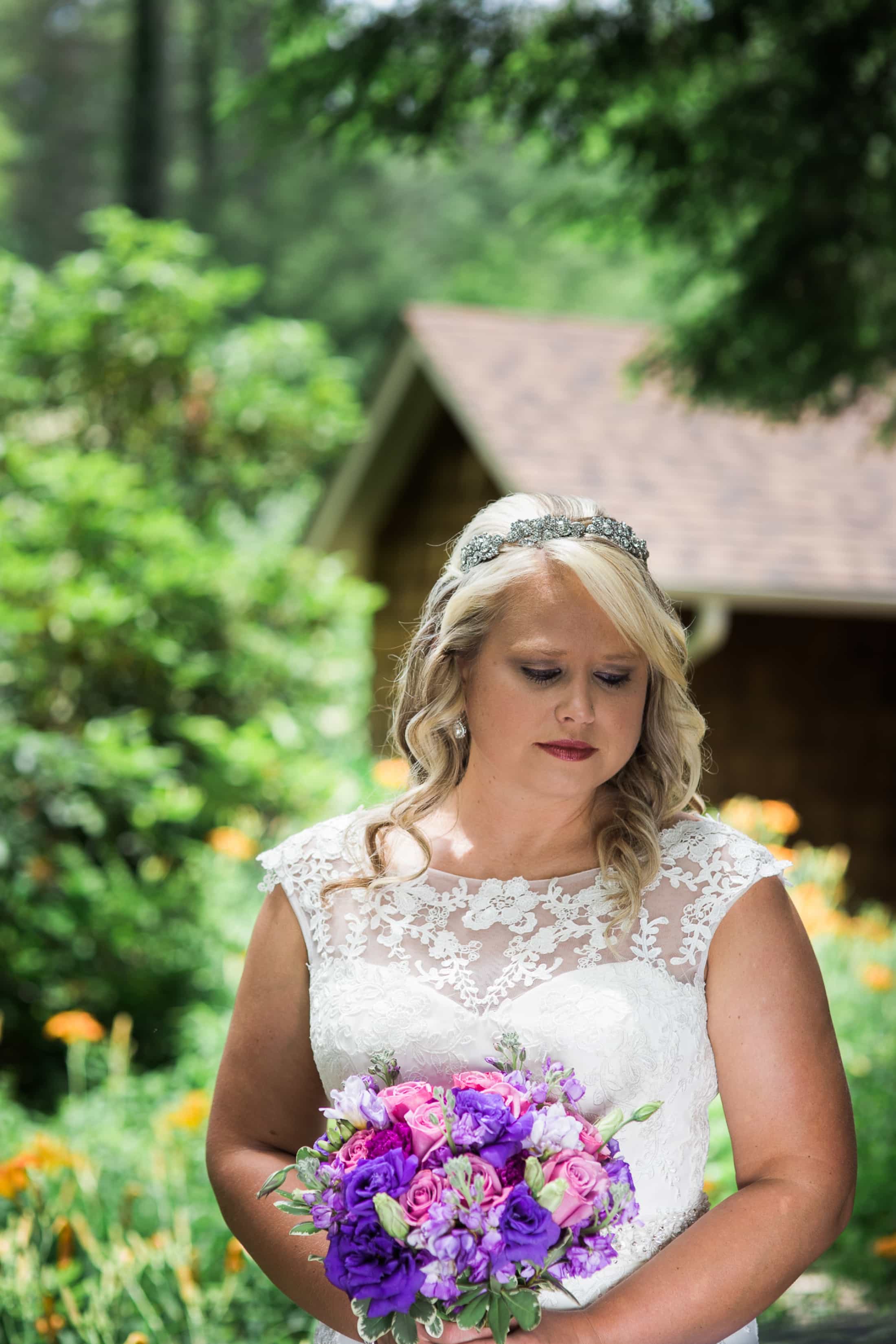 Bride surrounded by flowers